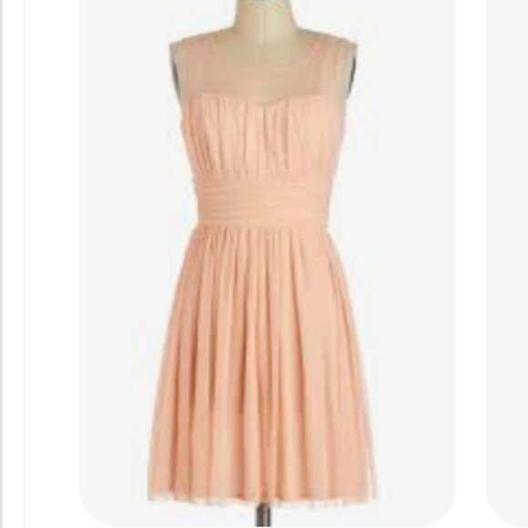 ModCloth Women's Peach Party Dress with Tulle Size Small - Picture 2 of 7